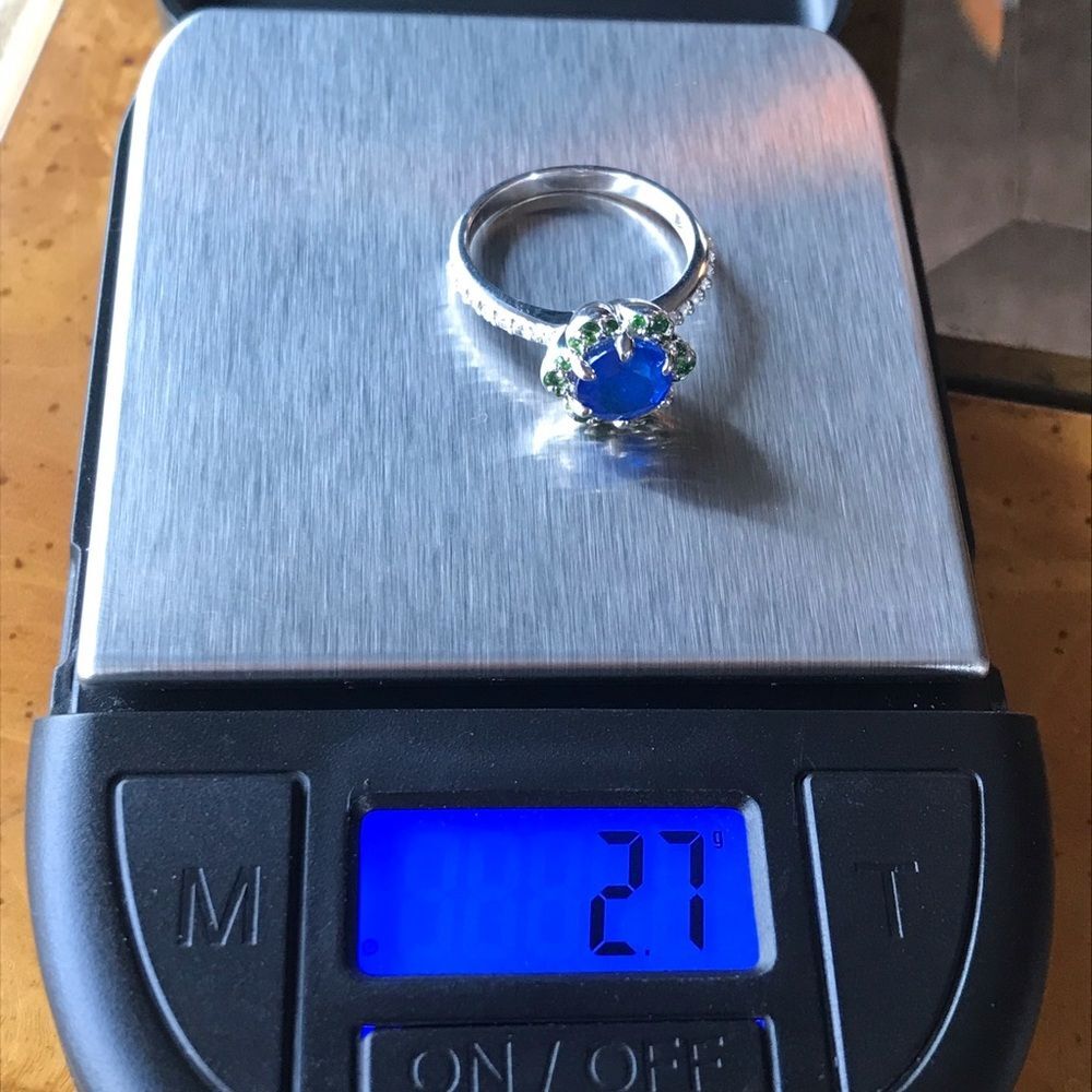 Blue Spinel Chrome Diopside Sterling Silver Ring Size 6 - Picture 8 of 8